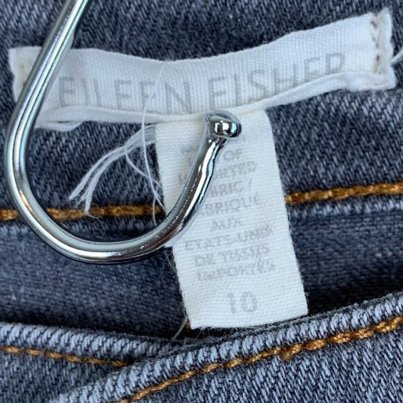 Eileen Fisher Grey Washed Mid-Rise Skinny Organic Cotton Jeans Size 10 - Picture 5 of 9
